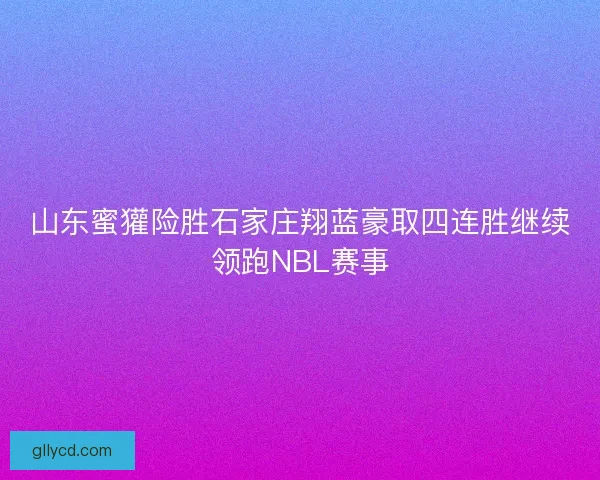 山东蜜獾险胜石家庄翔蓝豪取四连胜继续领跑NBL赛事
